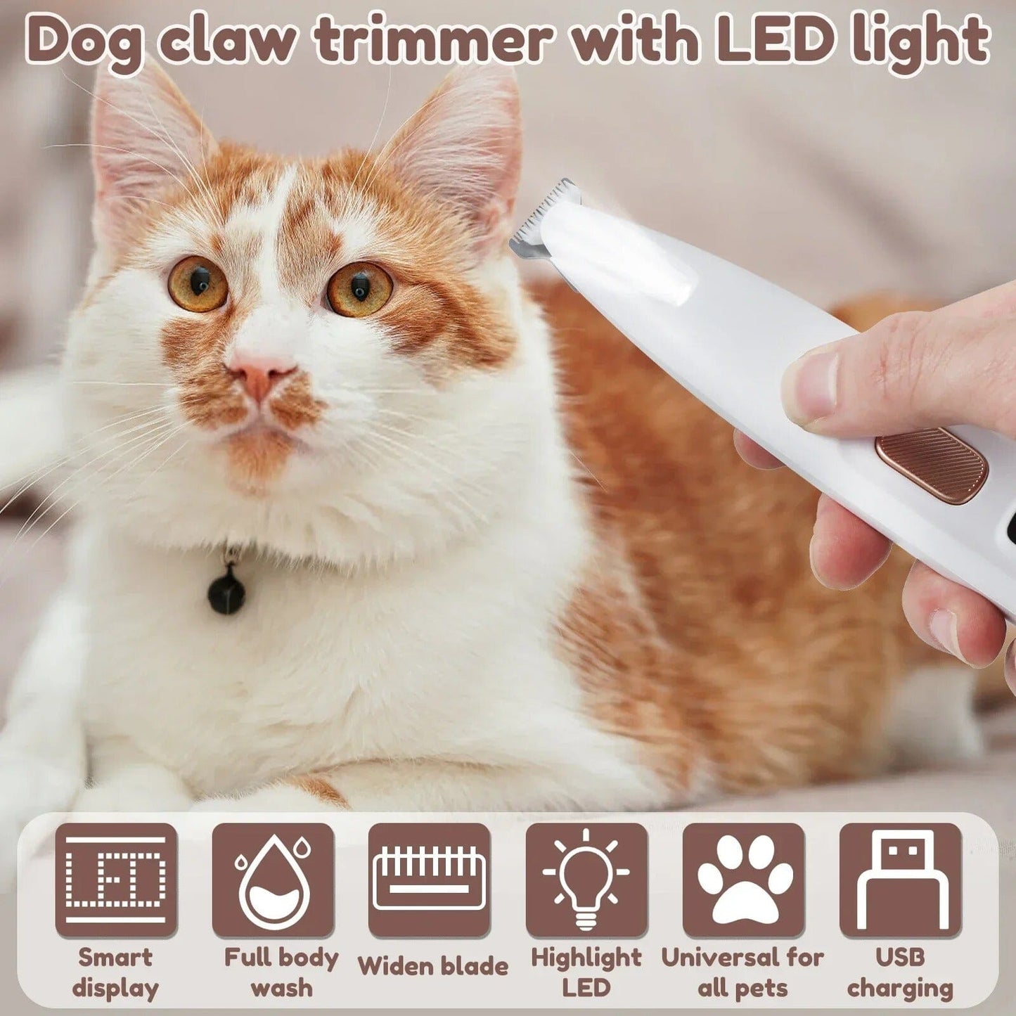 Pet Paw Trimmer With LED Light Grooming Clippers Tech Terracon 